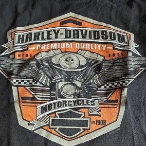 Harley-Davidson Black and Orange Premium Quality Tee